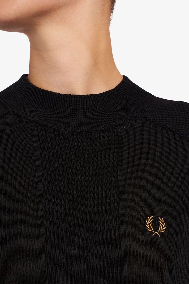 Black Fred Perry Rib Detail Jumper Women's Knitwear | PH 1924VRWD